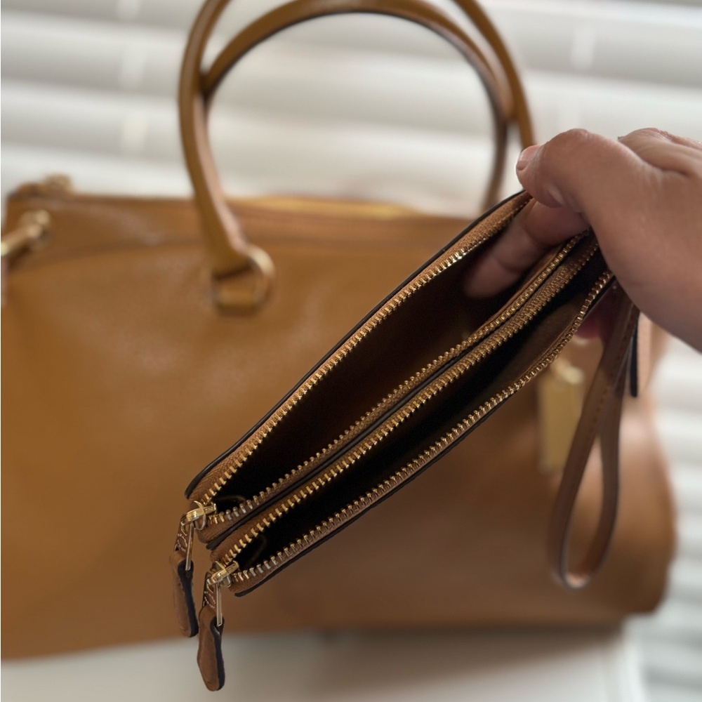Coach Pebbled Leather Satchel and Wristlet in Brown - Picture 10 of 12